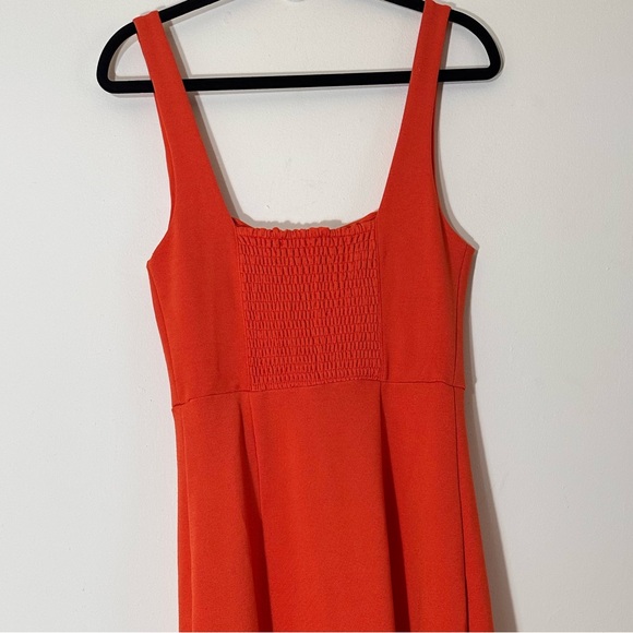 Anthropologie Ariana square neck asymmetrical ruffle hem dress orange small NWT - Picture 12 of 15